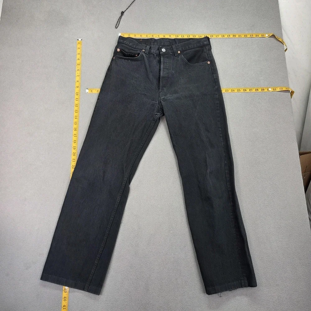 Levis Jeans Mens Black Straight Denim Faded‎ Wash Red Tab Mid Rise Fits 30x27